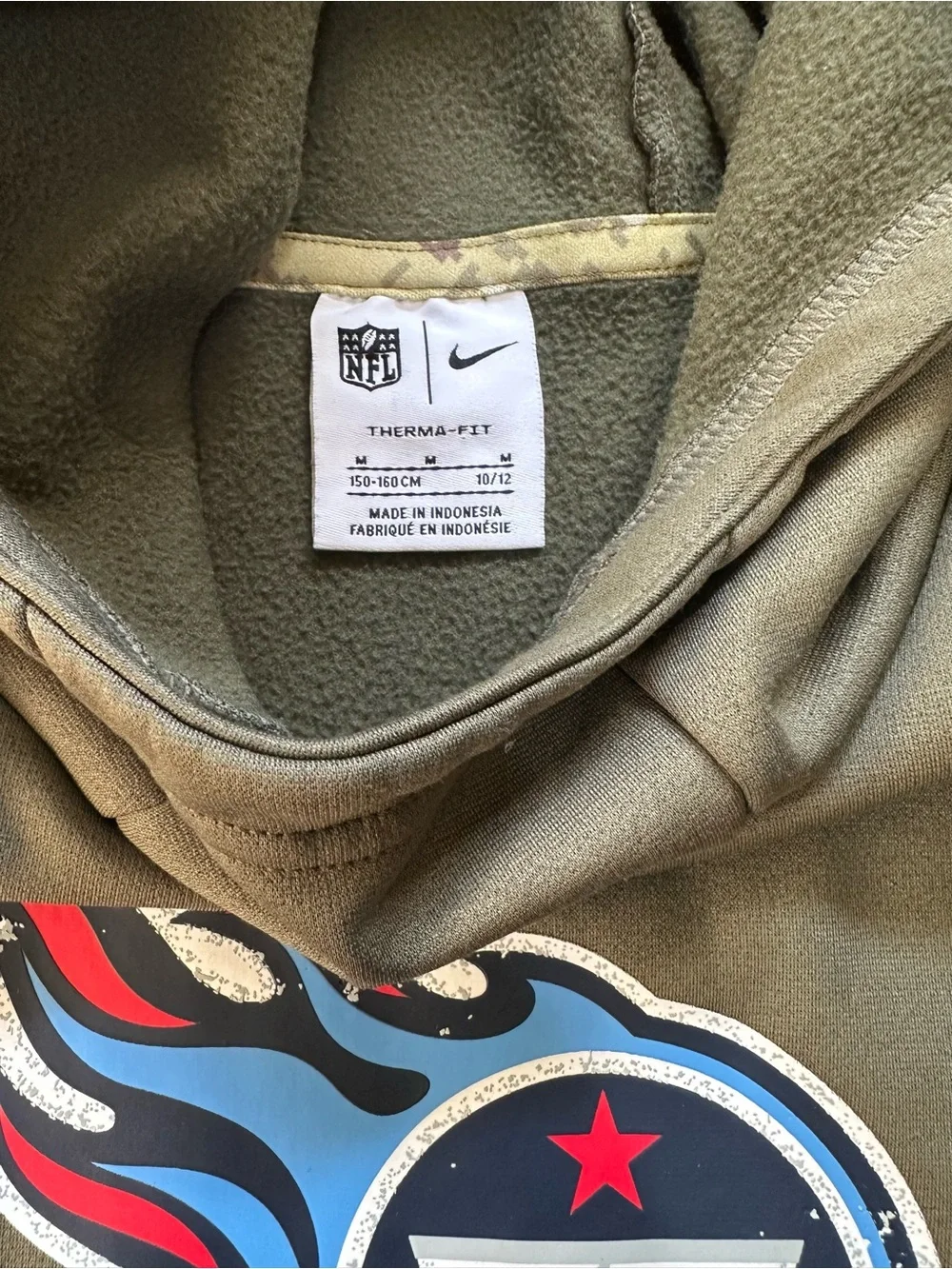 Nike Olive Green Tennessee Titans Camo Pocket Hooded Pullover